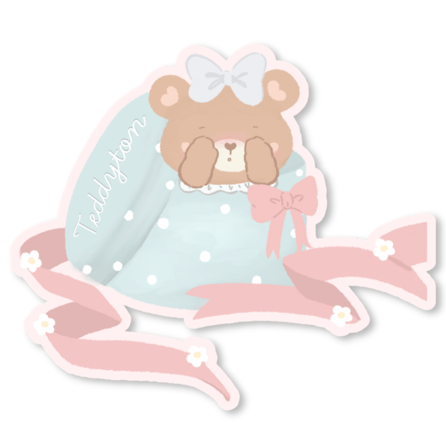 Teddy Peekaboo - Premium Velvet Sticker