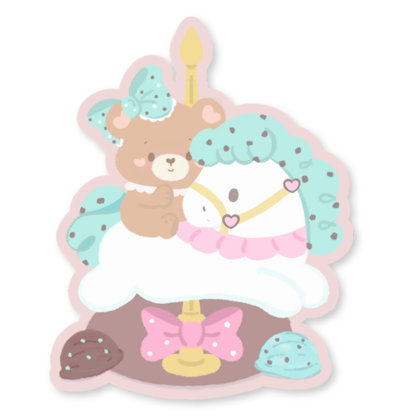 Teddy Mint Carousel - Premium Velvet Sticker